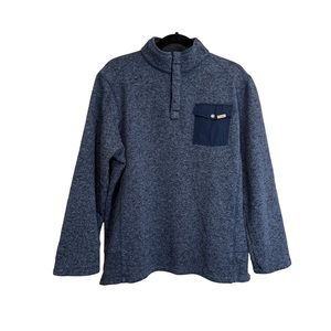 Woolrich Fleece Quarter Snap Button Navy Blue Long Sleeve Pullover Sweater L